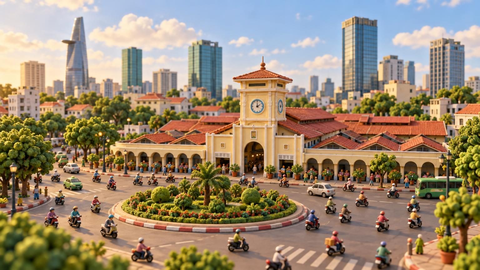 胡志明市檳城市場的鐘樓,黏土模型